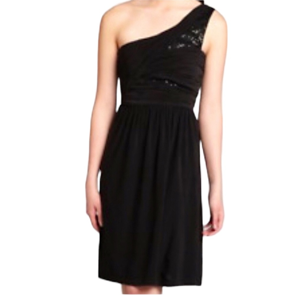 MAX AND CLEO sz 12 Dress One Shoulder Formal Sparkle Sleeveless Black